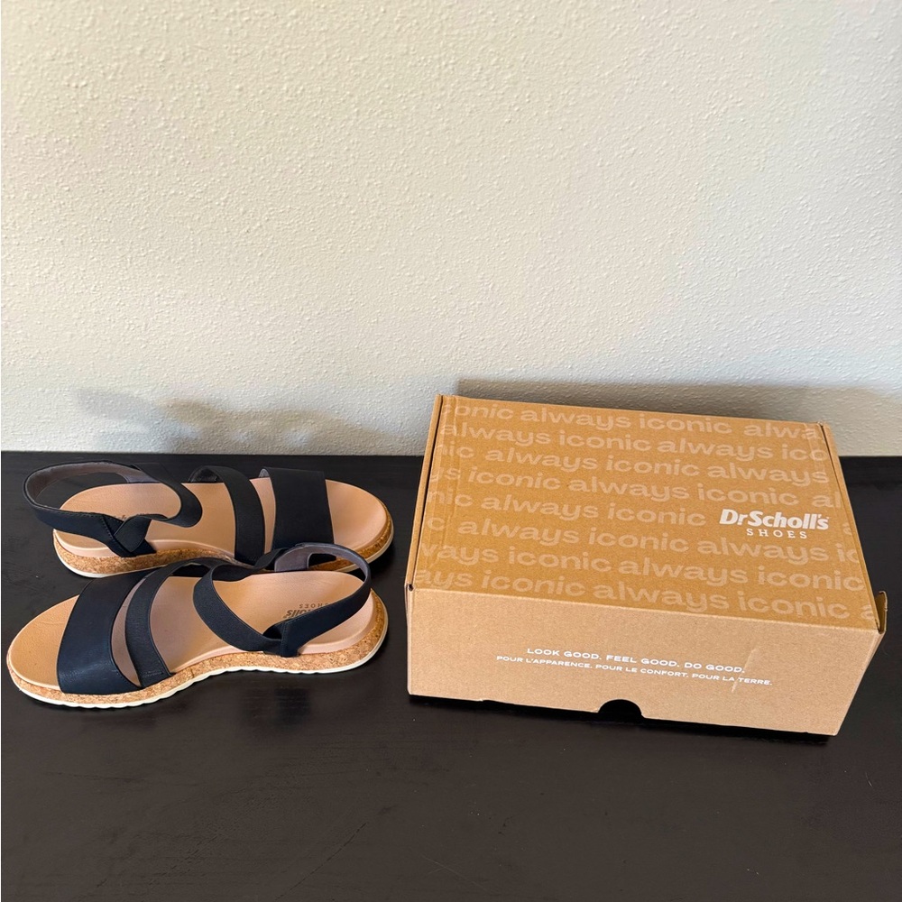 BRAND NEW Dr Scholls Isle Fun Black Sandals - Size 8.5 M